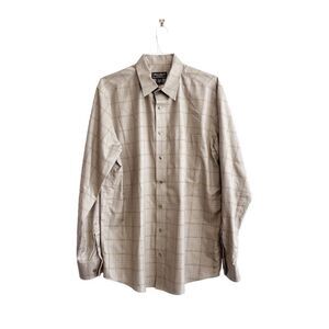 Eddie Bauer Mens Classic Fit Shirt Wrinkle & Stain Resistant Long Sleeve Brown L